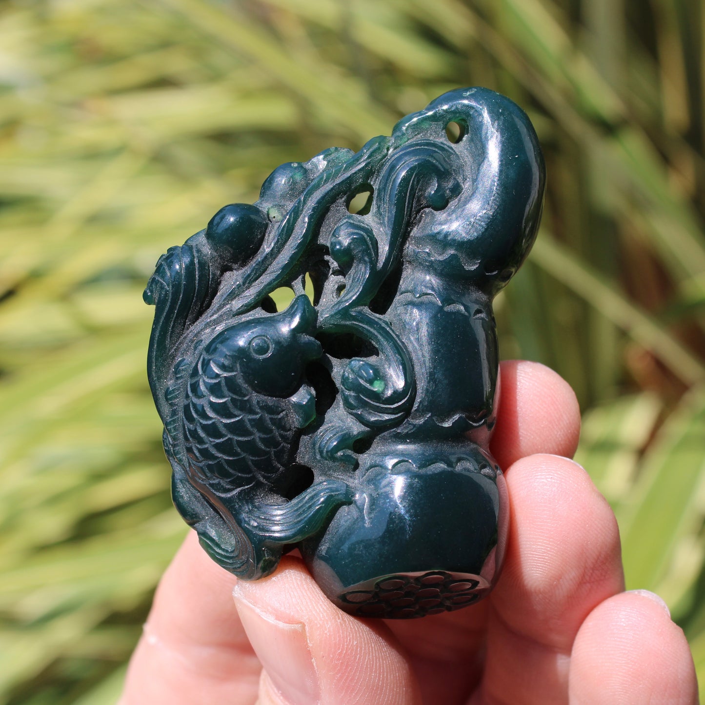 Jade Water Fish Carved Polished Crystal