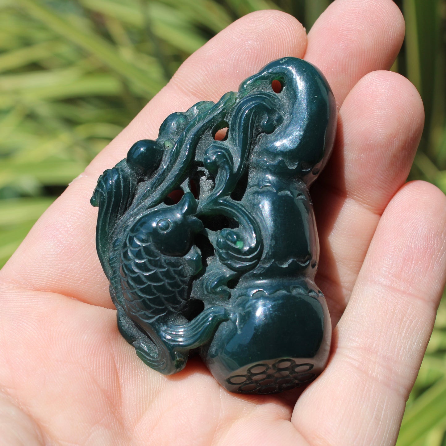 Jade Water Fish Carved Polished Crystal