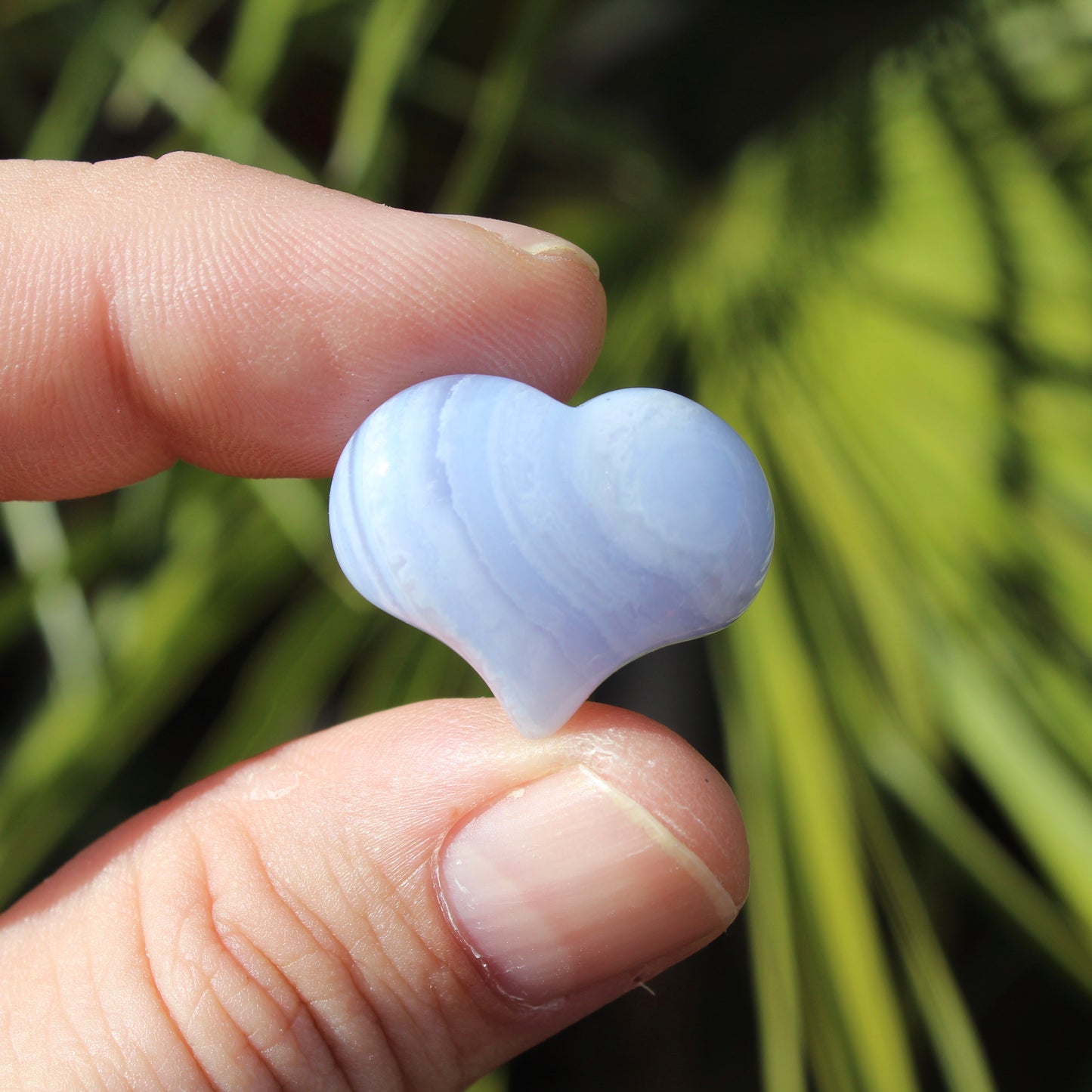 Blue Lace Agate Polished Crystal Heart